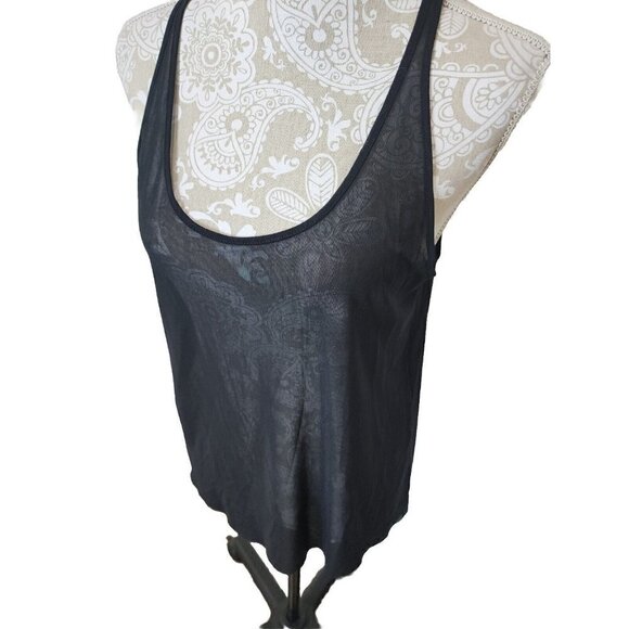 Aritzia top Wilfred Free Black McNally Mesh Raw Hem Tank Women's Medium - Picture 2 of 6